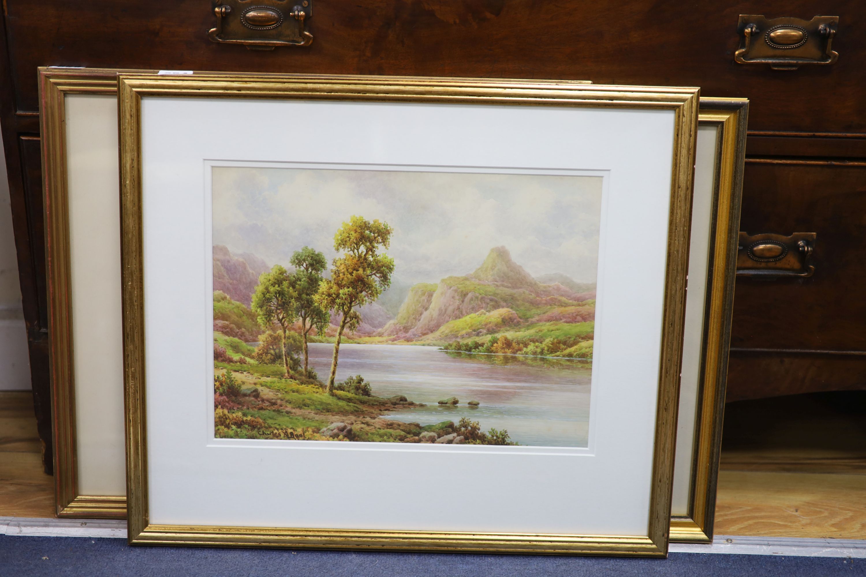 Charles A. Bool, watercolour, Loch scene, signed, 27 x 37cm